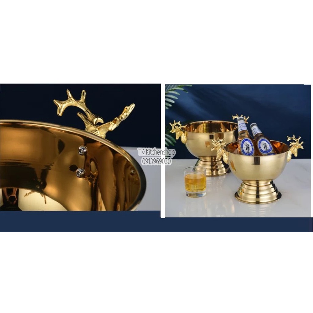 Xô ngâm rượu inox tại bàn HÀNG CAO CẤP, xô inox tai hươu ướp lạnh rượu vang