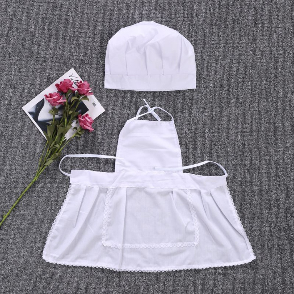 Bộ Trang Phục Đầu Bếp Vải Cotton Pha Màu Trắng Cho Bé Sơ Sinh