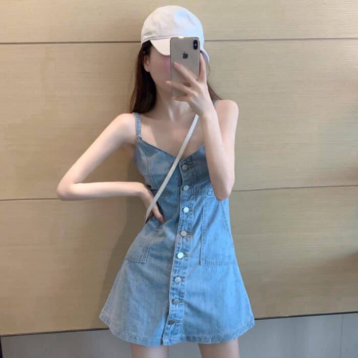 Váy jean 2 dây chất siêu đep