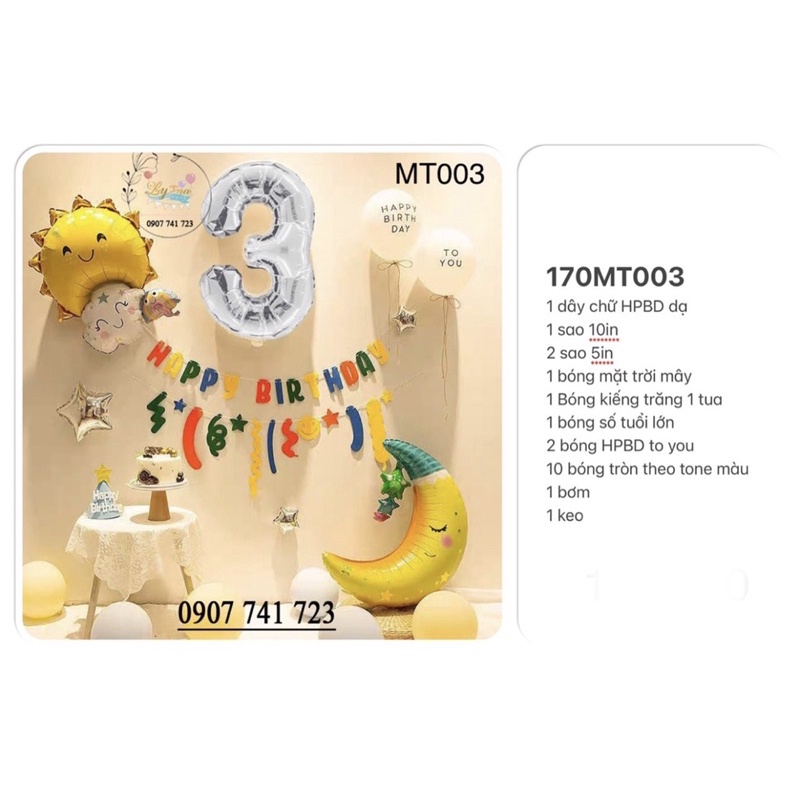 Set bong bóng phụ kiện sinh nhật-trang trí cho bé trai và gái-LynaShop
