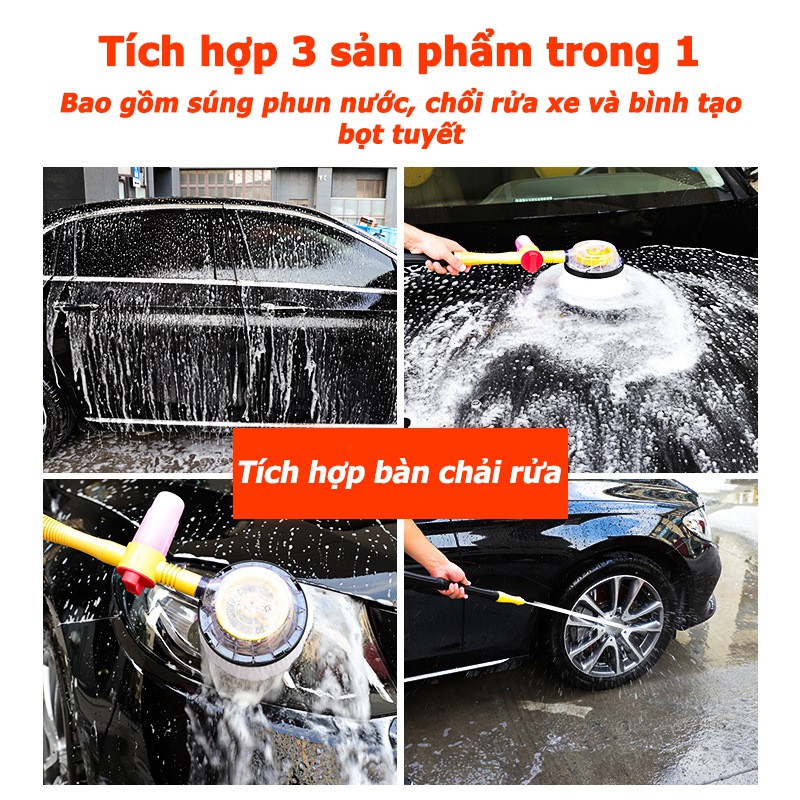 Cây rửa xe Ô Tô kết hợp bàn chải cọ xoay tự động, cây rửa xe đa năng có thể lau xe - lau kính - tưới cây - rửa tường