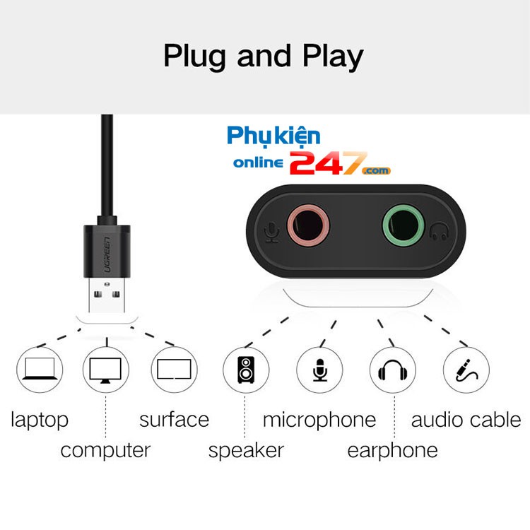 Cáp chuyển đổi Micro, Loa ra USB chính hãng