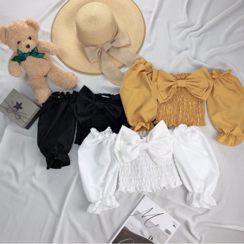 ÁO NHÚN TAY BỒNG NƠ TO ẢNH THẬT