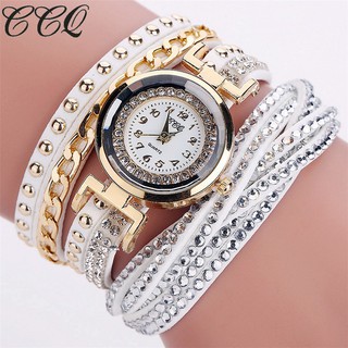 Đồng hồ nữ máy Quartz C83 đính đá phối xích dây đeo da nhiều lớp thời trang