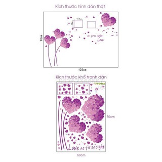 Decal dán tường Hoa trái tim tím