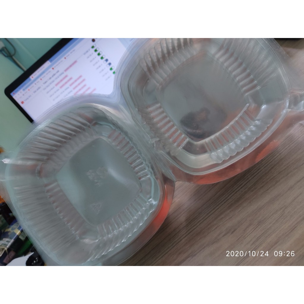 100 HỘP NHỰA H129 ĐỰNG BÁNH TAI GẤU HH129 11.5 X 11 X 7 CM