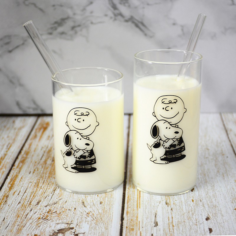 Ly Thủy Tinh Uống Nước Kèm Ống Hút Họa Tiết Hoạt Hình Dễ Thương | BigBuy360 - bigbuy360.vn