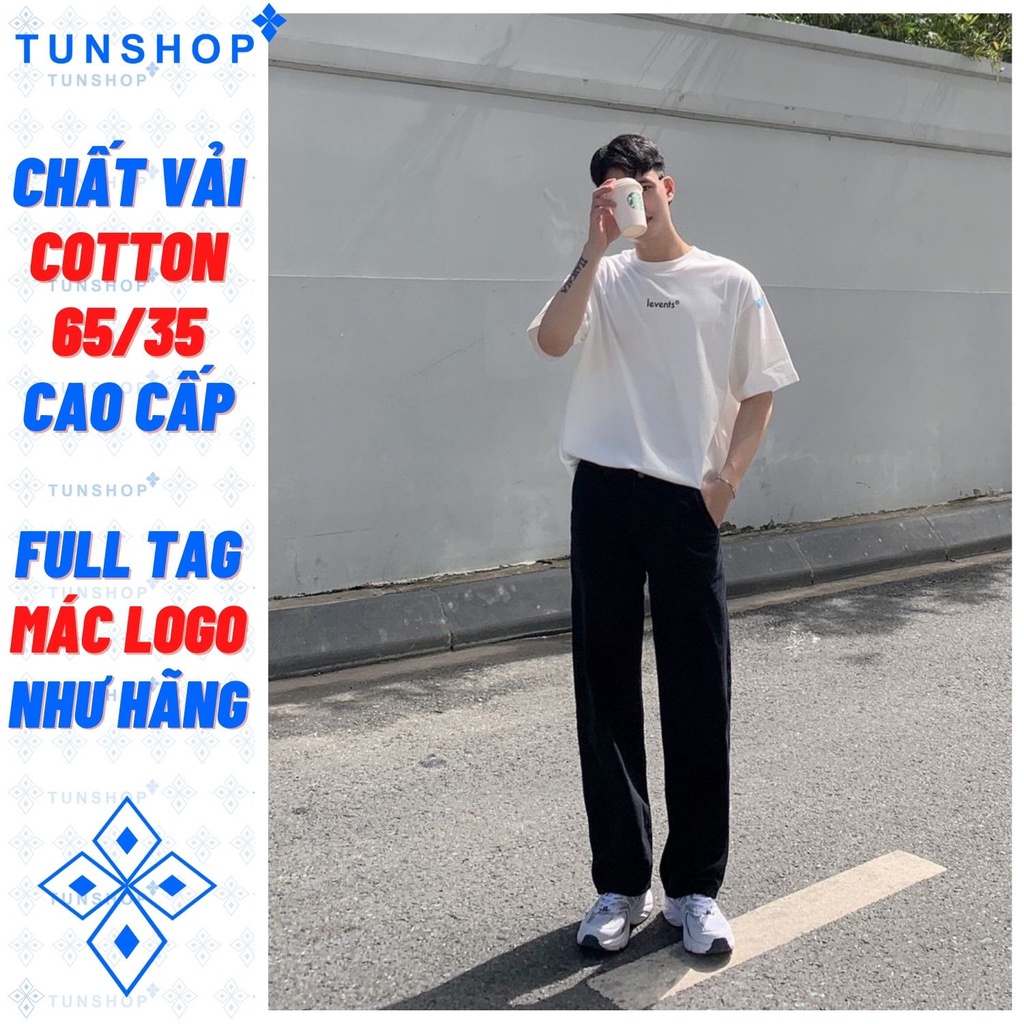 Áo Thun Levents Logo While Black Trắng Chữ Đen Levent Tay lỡ  Nam Nữ Tun Shop Unisex