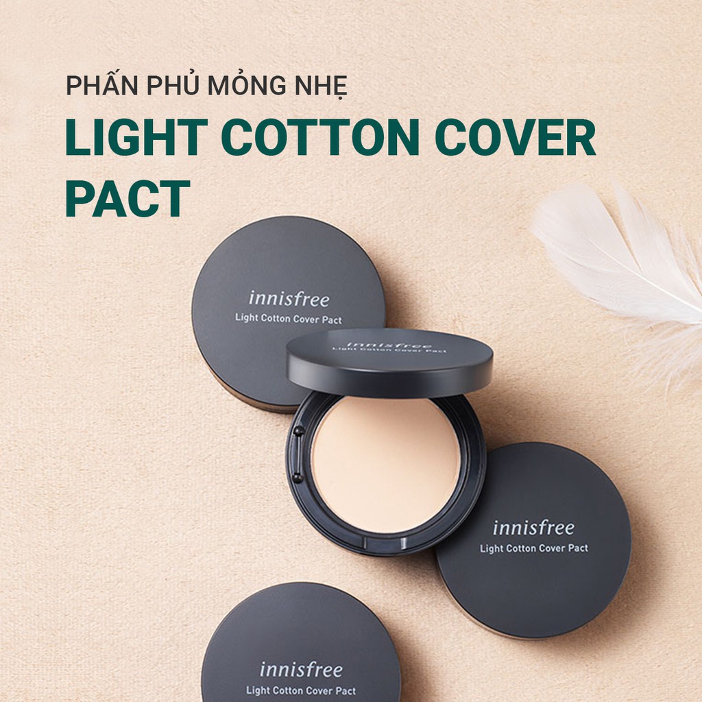 Phấn nén trang điểm mỏng nhẹ innisfree Light Cotton Cover Pact SPF30 PA+++ 12g