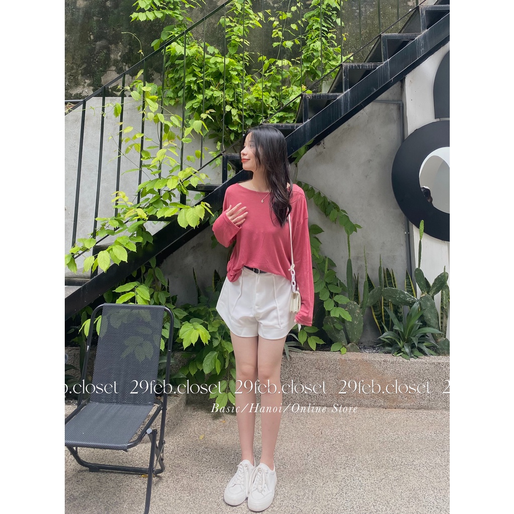 [Ảnh thật/Video] Áo thun giấy dài tay buộc dây sau - 29feb.closet - A87
