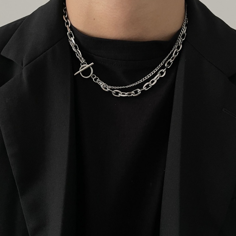 Vòng cổ Nhiều Lớp Bằng Thép Titan Phong Cách hip hop Cho Nam Và Nữ