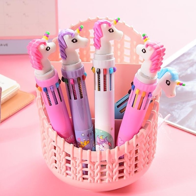 【cfh】(10-Color) MILANDO Kid Children Cute 10 Colors Ballpoint Pen Unicorn Office School Student Stationery Gift