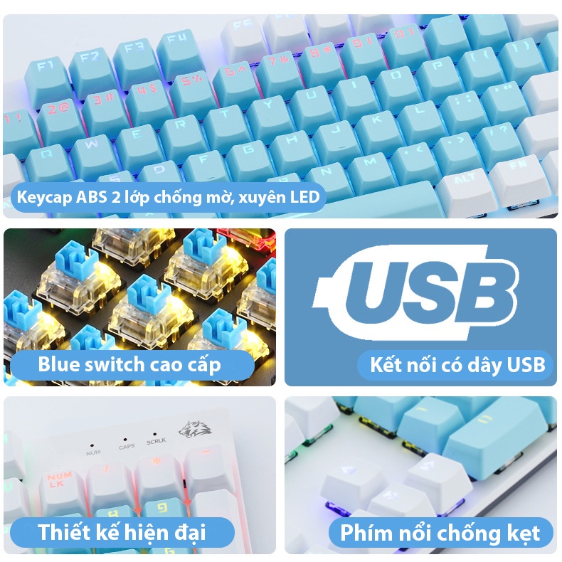 Bàn phím gaming Latope bàn phím cơ máy tính laptop có dây Full Led Rainbow K1