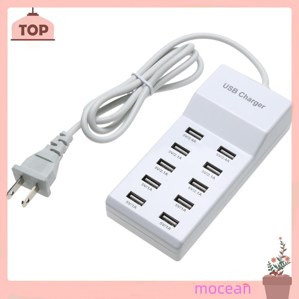 Mocean 10 Port USB Home Travel Wall AC Charger Fast Charge Power Strip Adapter