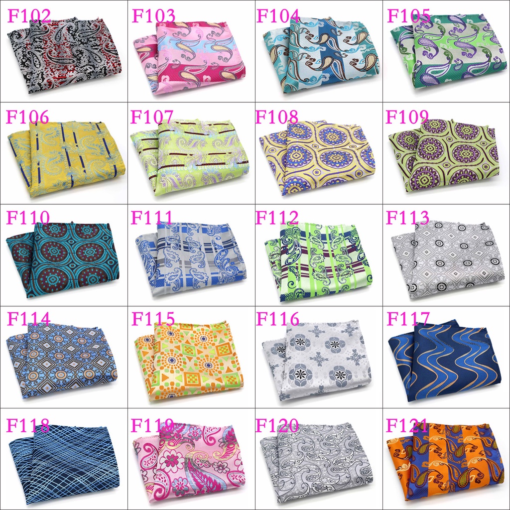 Khăn Tay Lụa Jacquard Vuông Họa Tiết Hoa Văn Kẻ Sọc Phong Cách Doanh Nhân Cho Nam