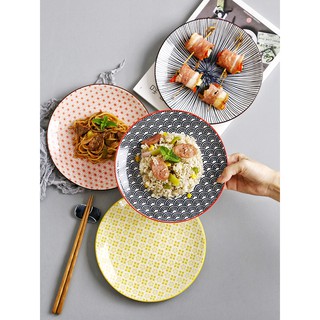 Đĩa sứ phong cách Nhật Bản, đĩa gốm trang trí tròn 6inch cao cấp - phụ kiện phòng ăn