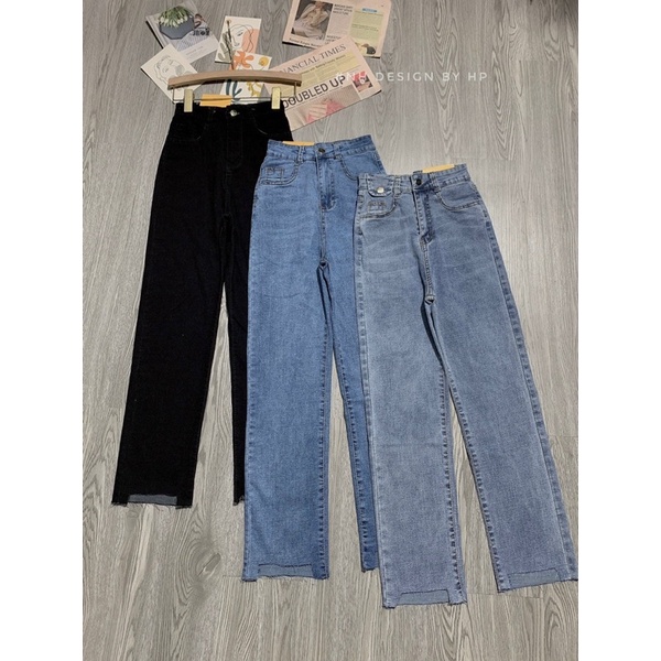 Quần jeans suông cắt gấu dáng xuông hot hit