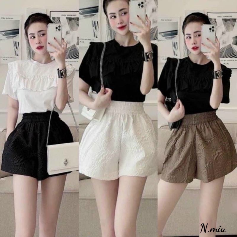 Quần Xooc phồng in hoa nổi ( kèm video)