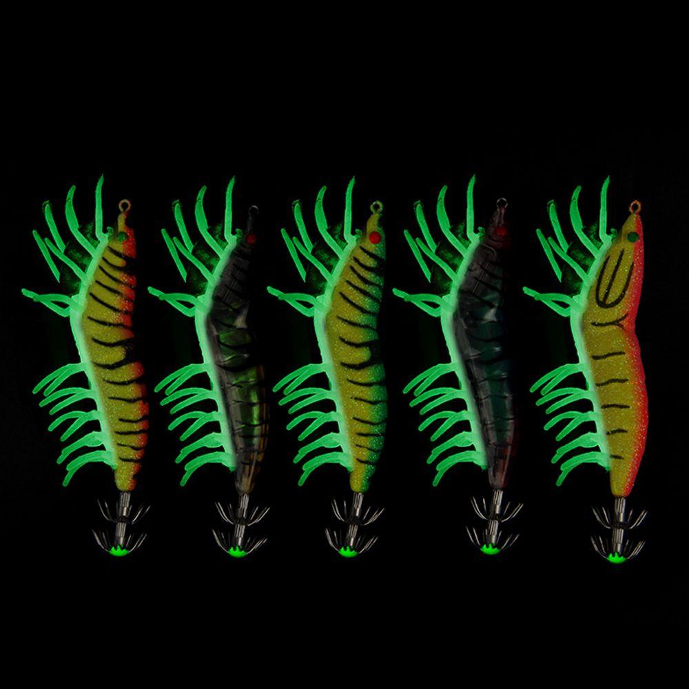 MUVAKO Mồi Câu Cá Giả Hình Con Tôm Bằng Gỗ Mềm Dạ Quang