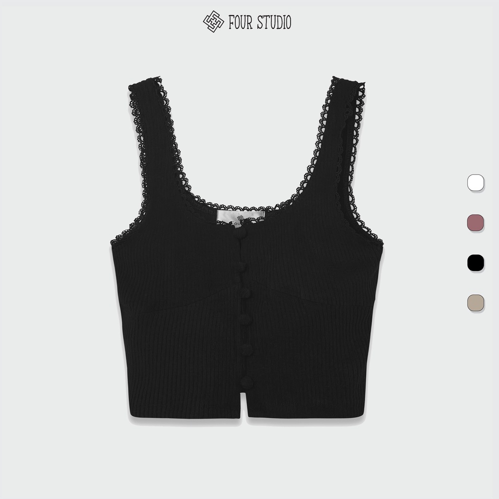 Áo ba lỗ croptop nữ sát nách trơn ôm body áo 2 dây kiểu cổ vuông thun len cao cấp Four Studio A20