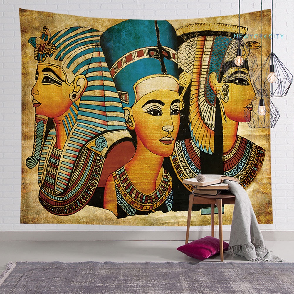 Thảm Treo Tường Trang Trí In Hình Pharaoh Ai Cập Kích Thước 95x73 / 130x150cm