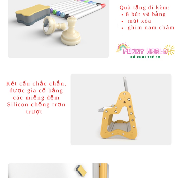 Bảng vẽ đa năng FW3in1_ Kết hợp Bàn học _ Giá sách thông minh cho bé Funny World