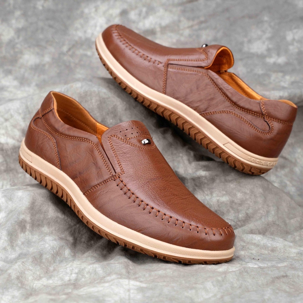 Giày thô nam giày lười nam da bò cao cấp khâu liền đế chắc chắn size 38-44