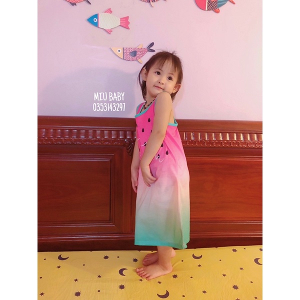 Váy sát nách c&J hoạ tiết dưa hấu du xịn cực yêu bé gái sz đại