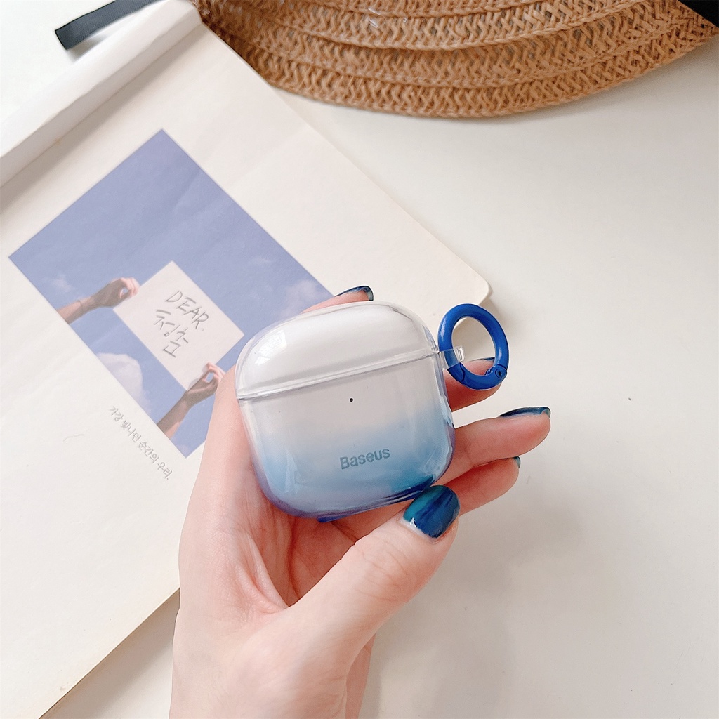 Vỏ Bảo Vệ Hộp Sạc Tai Nghe Không Dây Baseus Bowie E3 TWS Bằng Silicon TPU Mềm Trong Suốt Chống Sốc Chống Rơi Kèm Móc Treo