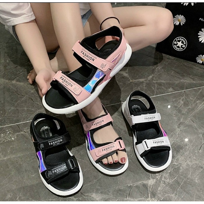 (3 Màu VIDEO) Sandal Nữ 2 Quai Viền Phản Quang Kiểu Dáng Hàn Quốc