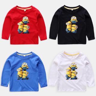 Áo Thun Tay Dài In Hình Minion Cho Bé Trai (6 Màu)