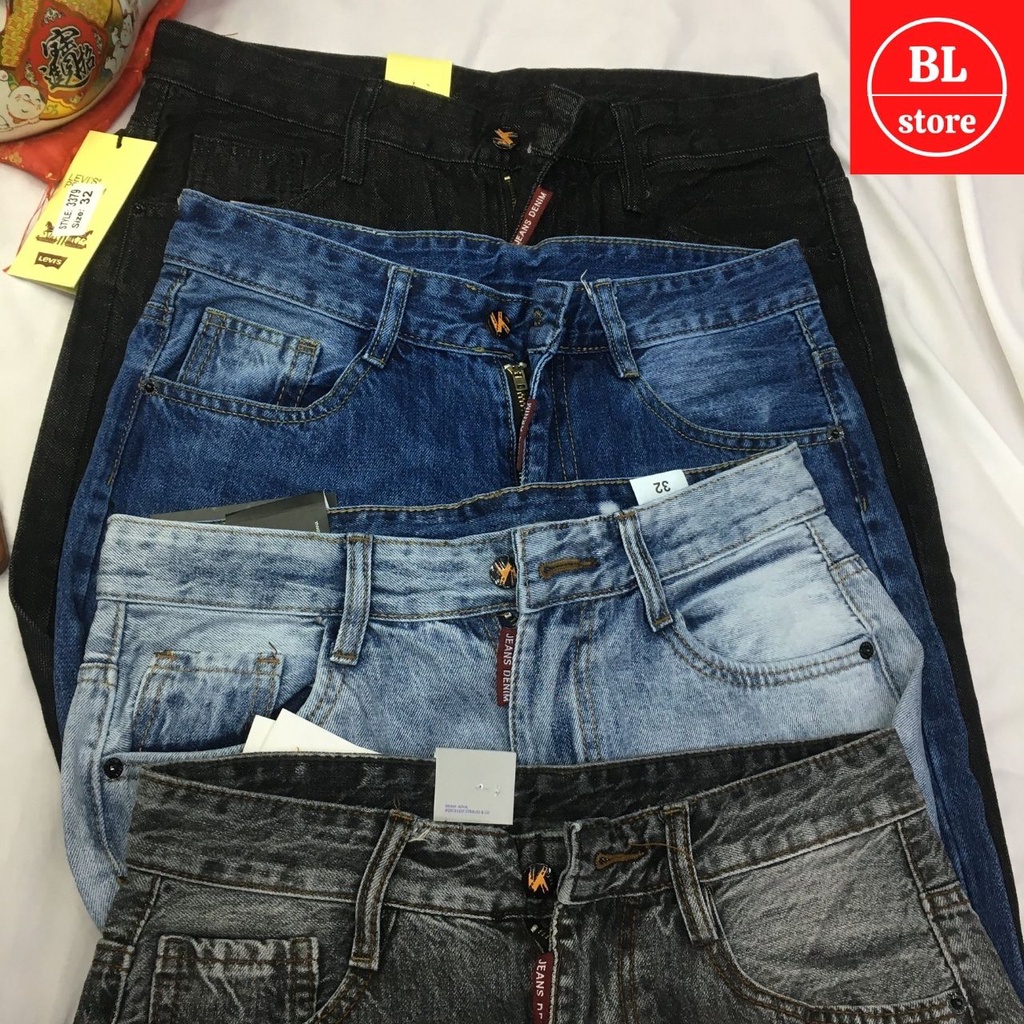 Quần jean nam ống suông trơn LEVI, bò nam dáng form rộng thoải mái phong cách