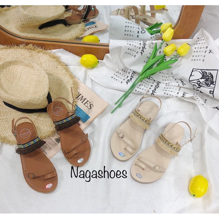 SANDAL NAGASHOES THỔ CẨM QUAI NGANG XỎ NGÓN NAS151