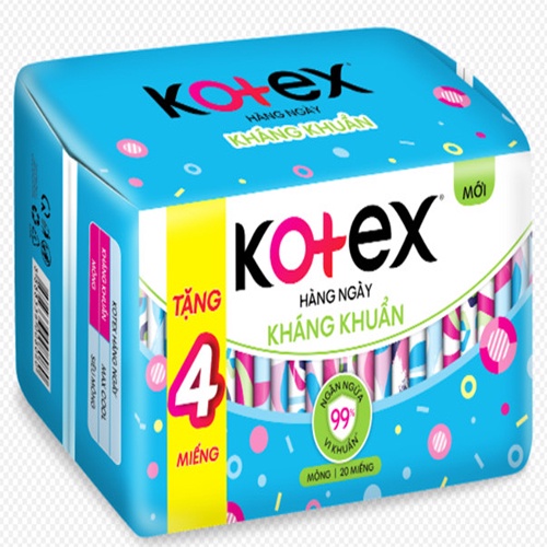 Combo 2 Gói Băng Vệ Sinh Kotex Hàng Ngày Kháng Khuẩn - Mỗi Gói 20 Miếng - HSD Luôn Mới
