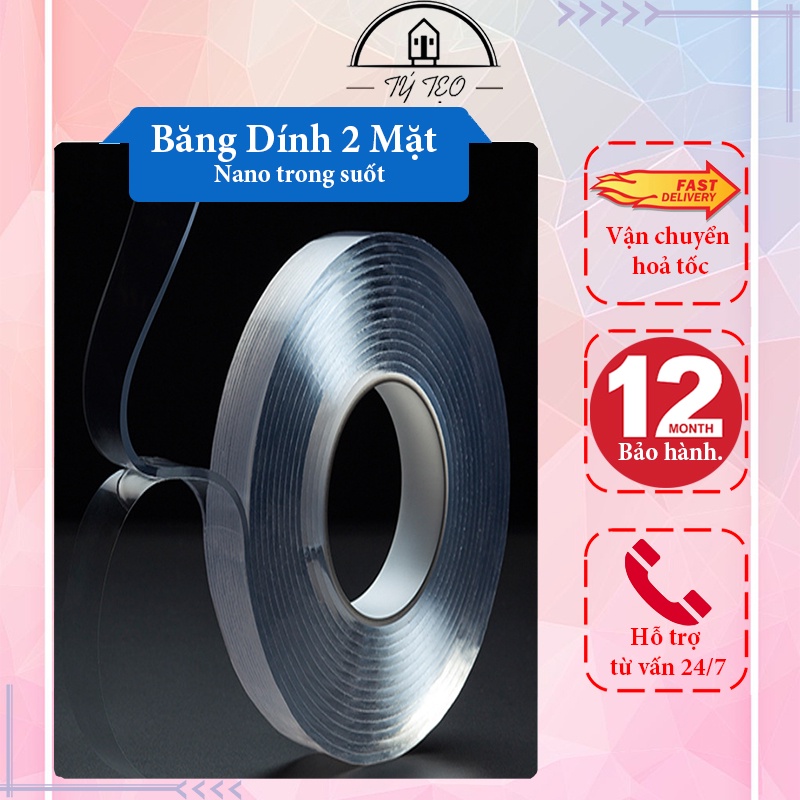 Băng Dính, Băng Keo 2 Mặt 3M Trong Suốt Siêu Dính Mọi Bề Mặt, Tiện Lợi, Đa Năng - Cuộn Dài 3 Mét
