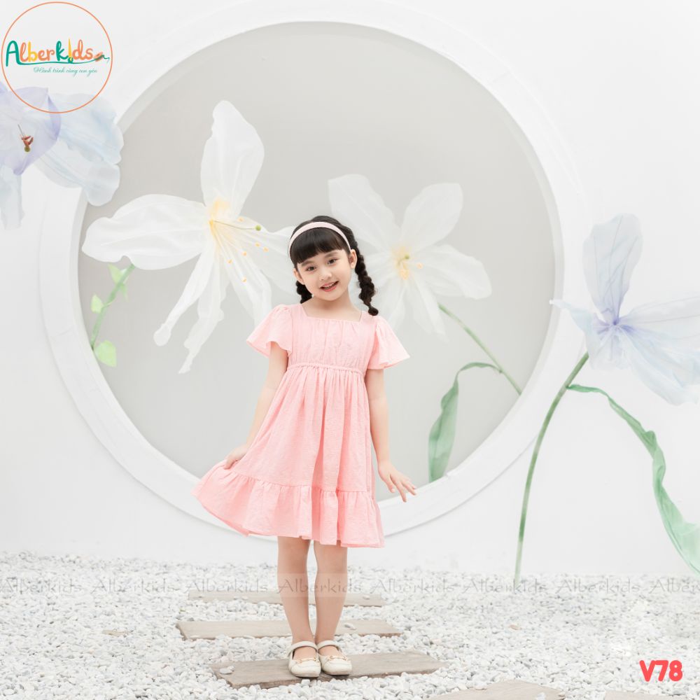 Váy bé gái ALBERKIDS  tay cánh tiên công chúa xinh đẹp cho trẻ em 2,3,4,5,6,7,8,9,10,11,12 tuôi[V78]
