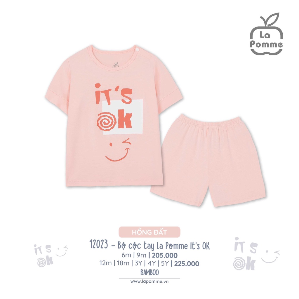 Bộ cộc tay LA POMME bé trai bé gái ITS OK lapomme cộc hè