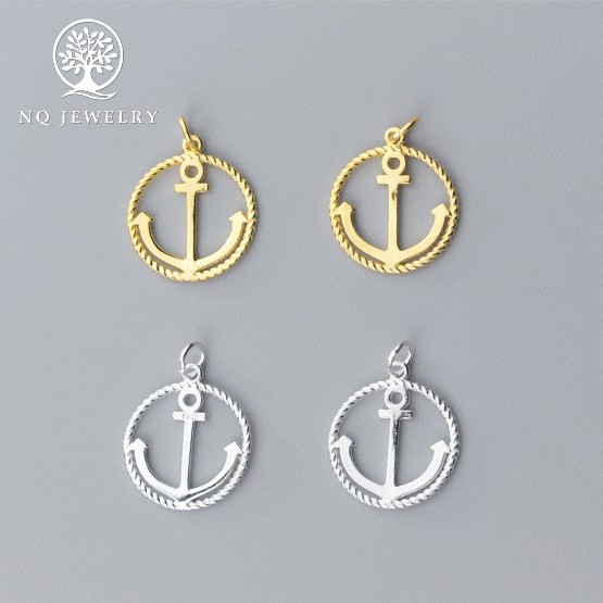 Charm bạc tròn mũi neo treo - NQ Jewelry