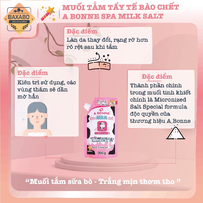 MUỐI TẮM SỮA BÒ TẨY TẾ BÀO CHẾT A BONNE SPA MILK SALT THÁI LAN 350GR - HÀNG CHÍNH HÃNG C.A.C - BAXABO