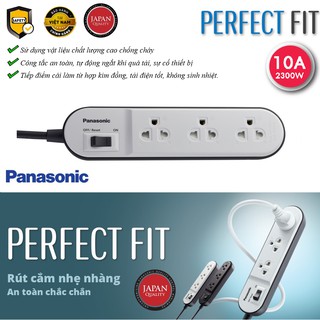 Ổ Cắm Có Dây Panasonic - 3 ổ cắm tiêu chuẩn Nhật Bản - Công tắc chống quá tải, vật liệu chống cháy - Made in Thailand