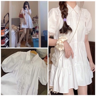 Váy babydoll sơ mi tầng dáng xoè phong cách ulzzang - Đầm sơ mi 3 tầng siêu xinh