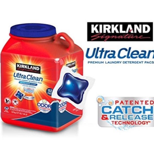 Viên giặt Kirkland Ultra Clean 3.6kg | Viên giặt Kirkland 152 viên | Viên giặt kháng khuẩn | Viên giặt Mỹ