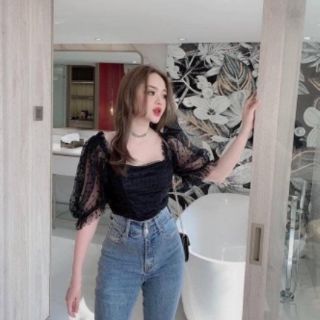 QUẦN JEAN ỐNG LOE CẠP CAO 2 NÚT