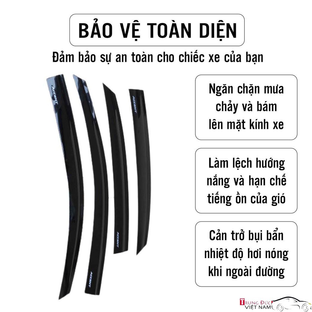 Bộ vè che mưa cho dòng xe HYUNDAI, chất liệu nhựa ABS cao cấp giúp che nắng, tránh nóng, giảm nhiệt - Trung Đức VN