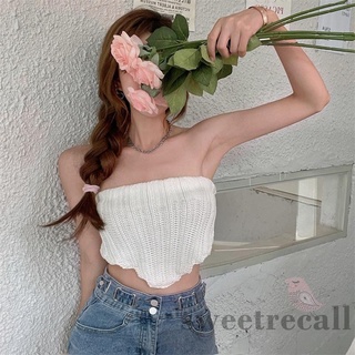 Áo Croptop Dệt Kim Không Tay Màu Sắc Trơn Thời Trang Cho Nữ