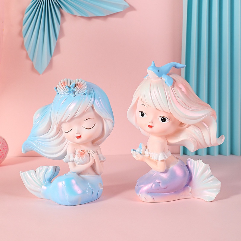 Tượng mô hình Nàng tiên cá, đồ chơi cho bé gái, quà tặng sinh nhật, phụ kiện trang trí (Mẫu ngẫu nhiên)