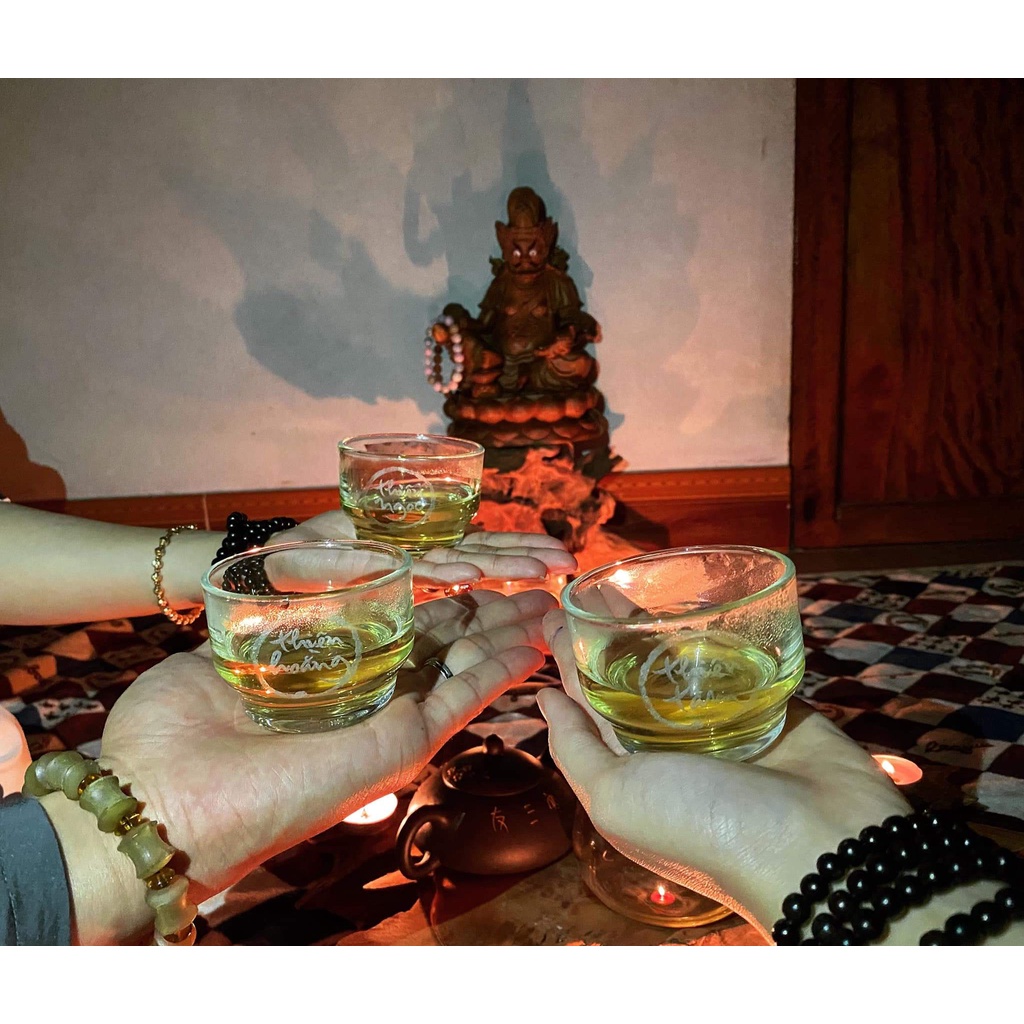 Bộ 12 Ly Trà Thư Pháp Làng Mai - Bút Pháp Thích Nhất Hạnh