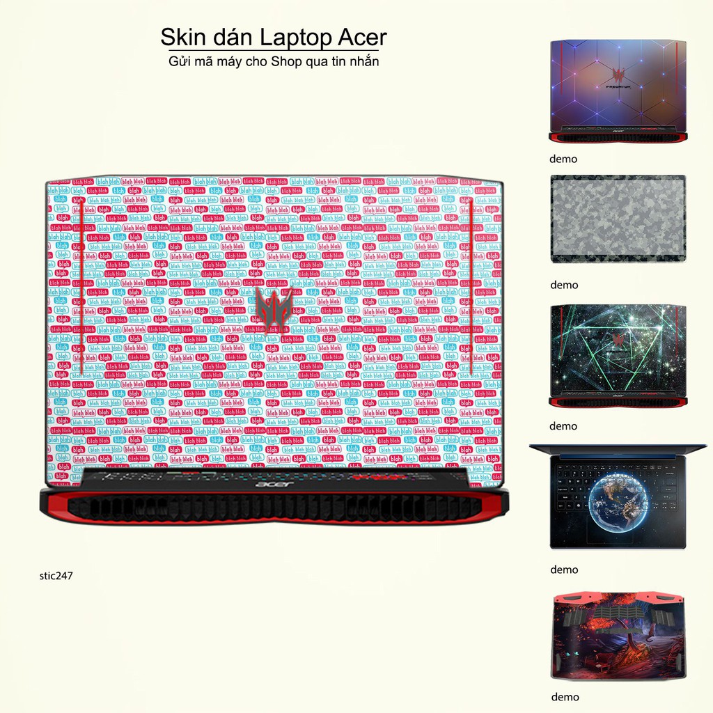 Skin dán Laptop Acer in hình Blah Blah - stic248 (inbox mã máy cho Shop)