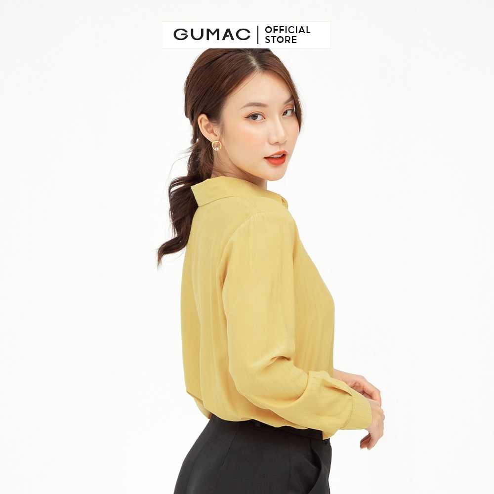 [Mã WABRGUSBD2 giảm 10% tối đa 50k đơn từ 250k] Áo sơ mi nữ công sở GUMAC, from cơ bản màu vàng tay dài AB535 | BigBuy360 - bigbuy360.vn