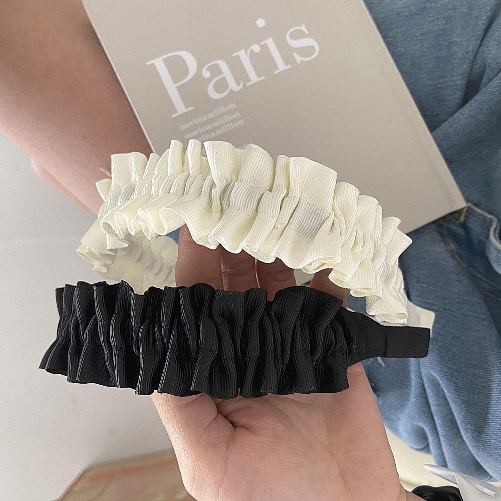 Băng Đô Cài Tóc Bằng Satin Màu Trắng Đen Thanh Lịch Cho Nữ